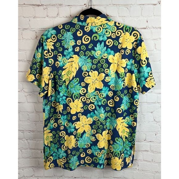 COLDWATER CREEK twill floral Hawaii rayon button down short sleeve top shirt S - Picture 6 of 6